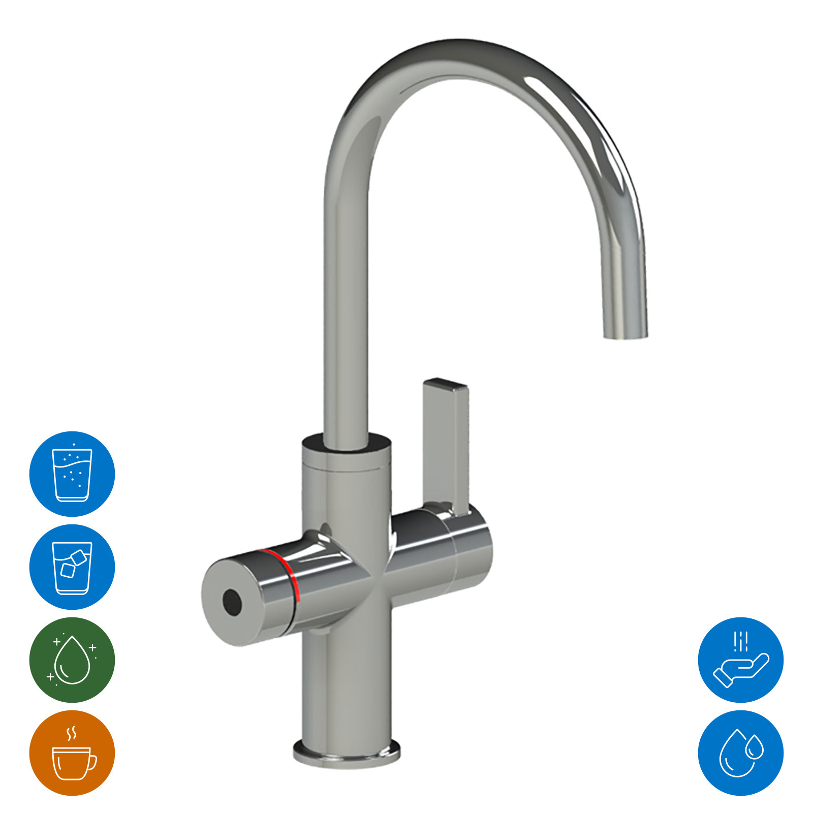 Multifunctional faucet with electronic push/turn knob for controlling the conditioned water undersink unit and hybrid function