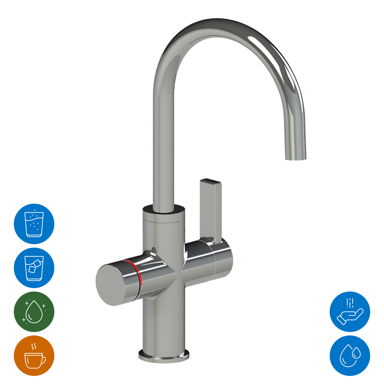 Multifunctional faucet with electronic push/turn knob 